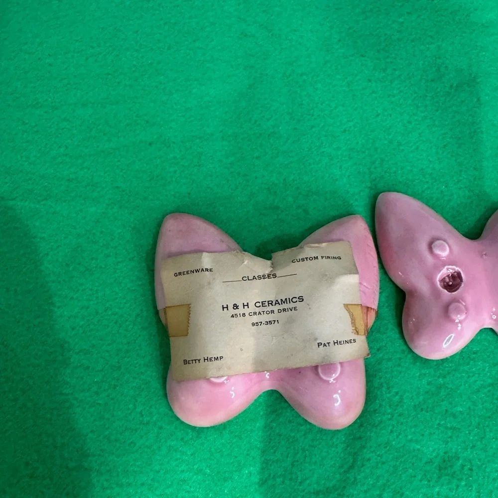 Pink Butterfly Ceramic Trinket Dishes - Set of 3